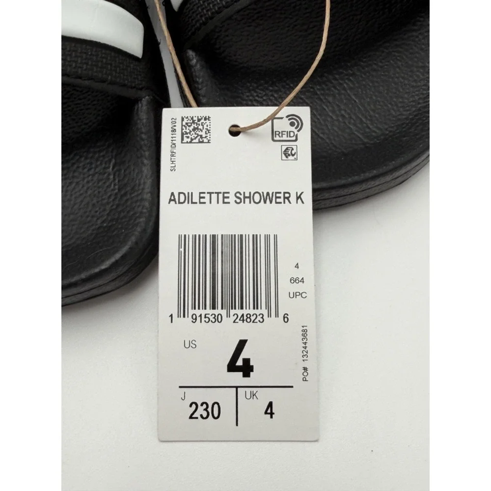 NEW Adidas Adilette Shower‎ G27625 Black Open Toe Slip On Slide Sandals Size 4